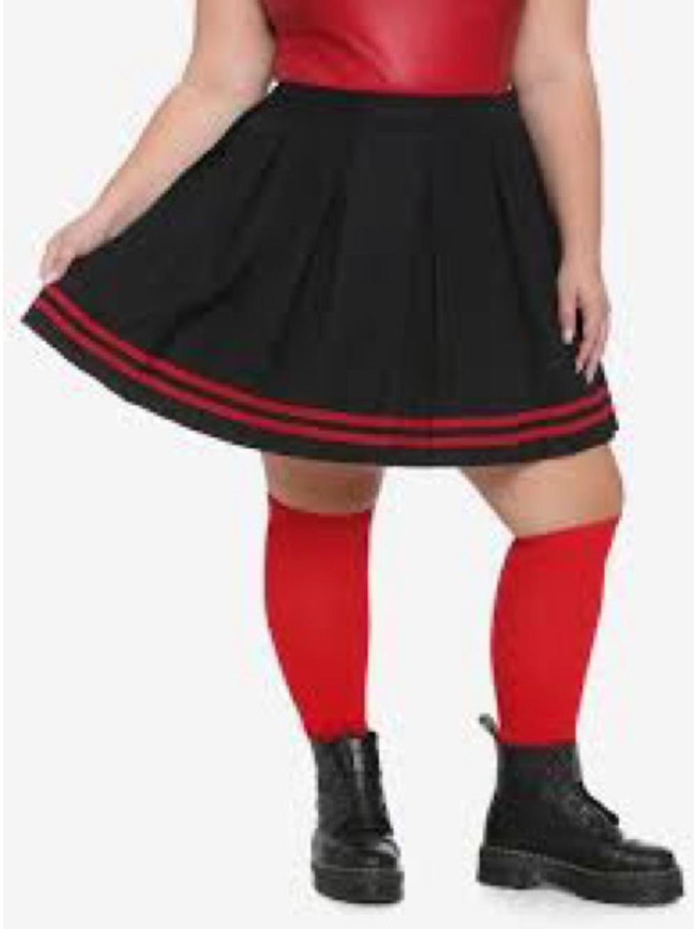 Body by Victoria Black Flare Skirt with Red Trim Piping